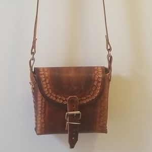 Vintage boho leather crossbody bag